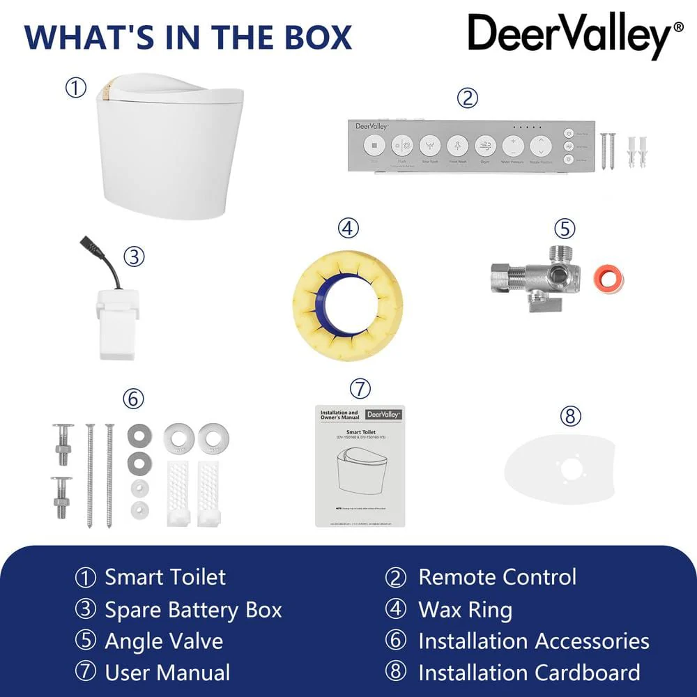DEERVALLEY Tankless Elongated Smart Toilet Bidet with Auto Close, UV Sterilization & Warm Water Dryer - Image 6