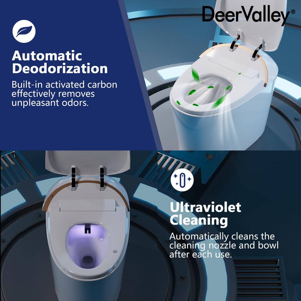 DEERVALLEY Tankless Elongated Smart Toilet Bidet with Auto Close, UV Sterilization & Warm Water Dryer - Image 7