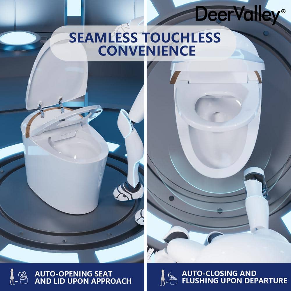 DEERVALLEY Tankless Elongated Smart Toilet Bidet with Auto Close, UV Sterilization & Warm Water Dryer - Image 8