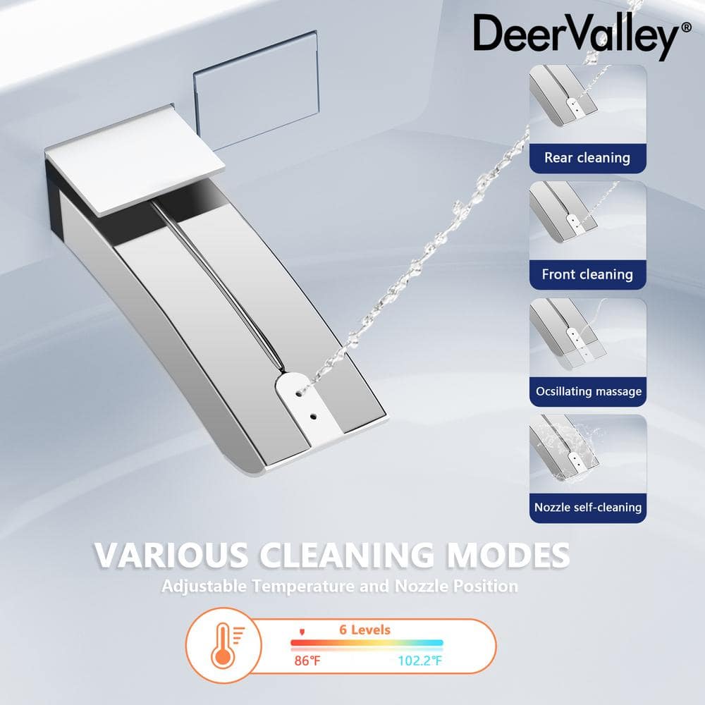 DEERVALLEY Tankless Elongated Smart Toilet Bidet with Auto Close, UV Sterilization & Warm Water Dryer - Image 9