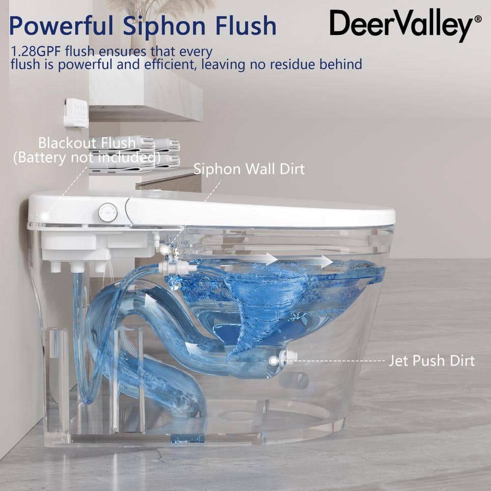 DEERVALLEY Tankless Elongated Smart Toilet Bidet with Auto Flush & Heated Seat - Image 10