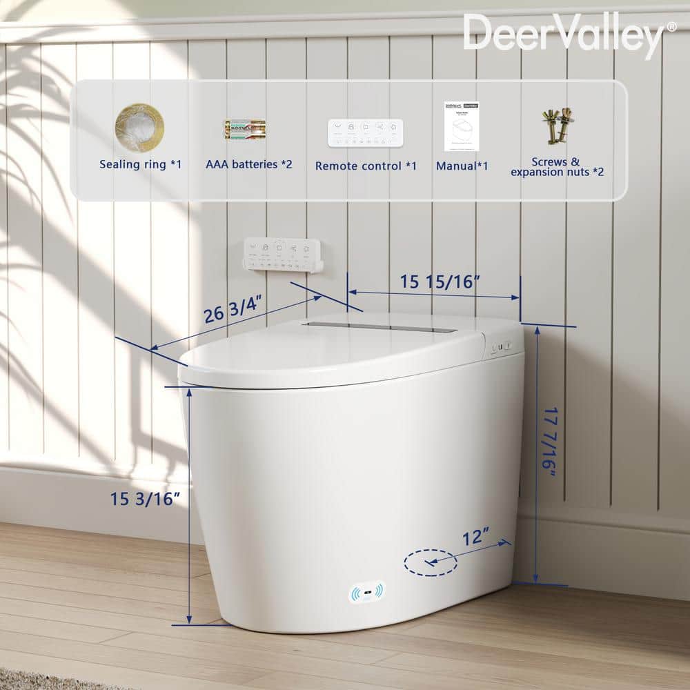 DEERVALLEY Tankless Elongated Smart Toilet Bidet with Auto Flush & Heated Seat - Image 3