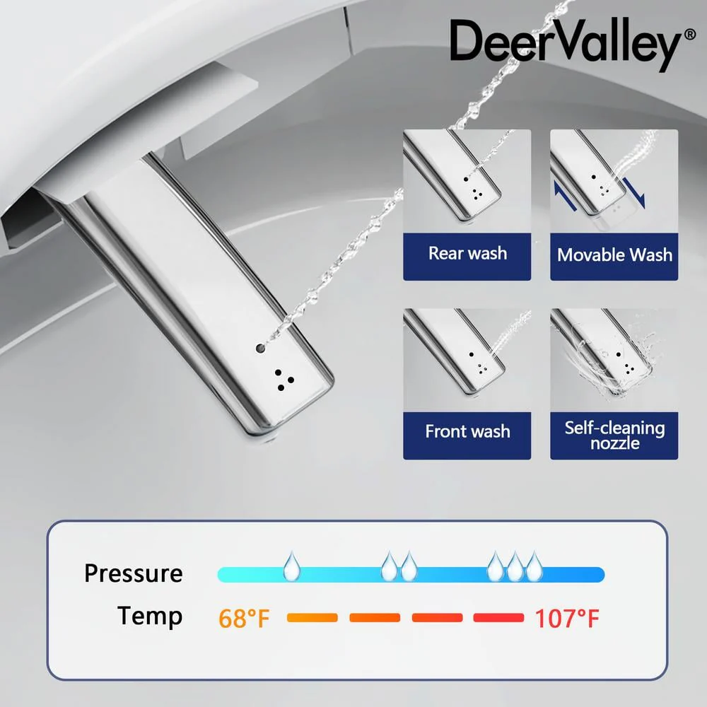 DEERVALLEY Tankless Elongated Smart Toilet Bidet with Auto Flush & Heated Seat - Image 7