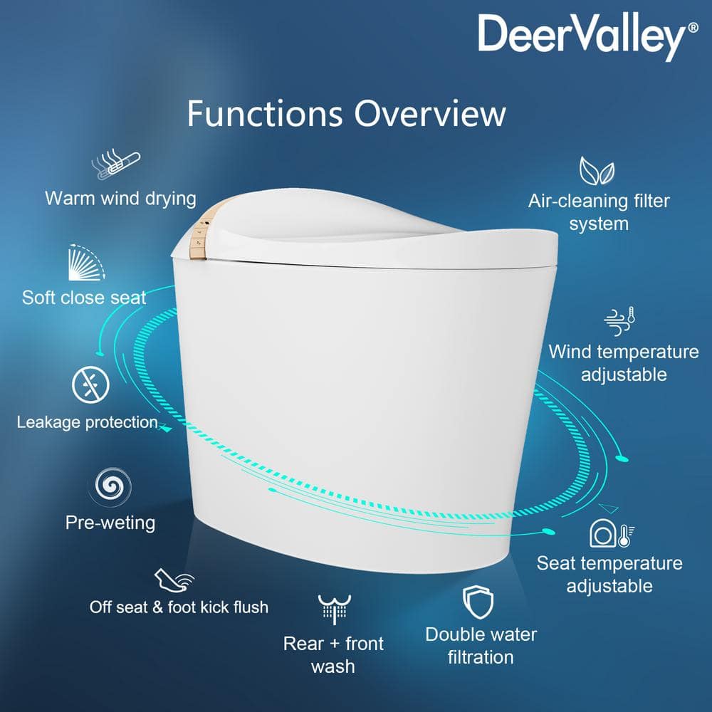 DEERVALLEY Tankless Smart Toilet Bidet with Auto Flush and Warm Water Dryer - Image 10
