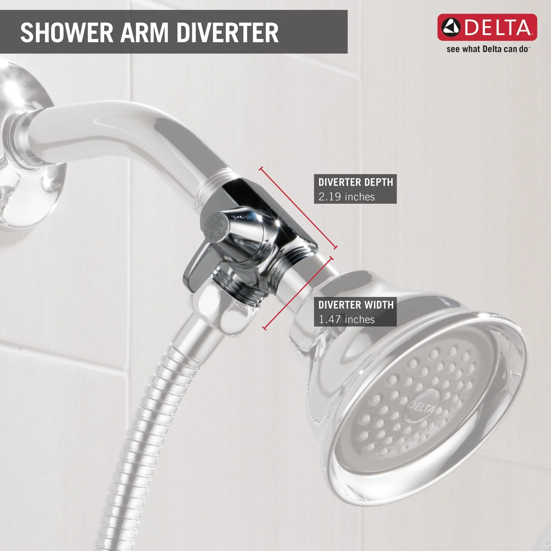Delta 0.38-in Chrome Universal Shower Arm with Diverter - Image 3