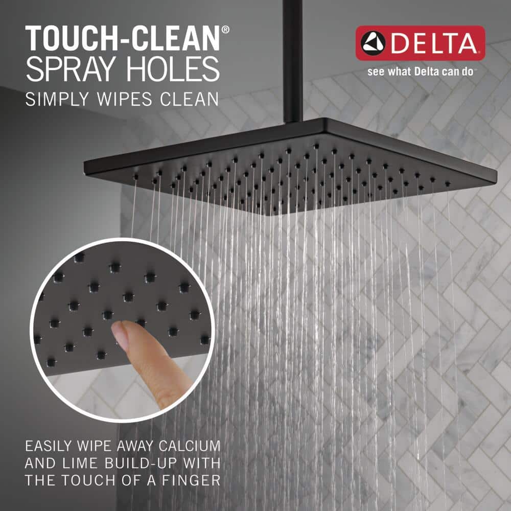 Delta 1-Spray 11.75 in. Wall Mount Square Fixed Rain Shower Head in Matte Black - Image 5