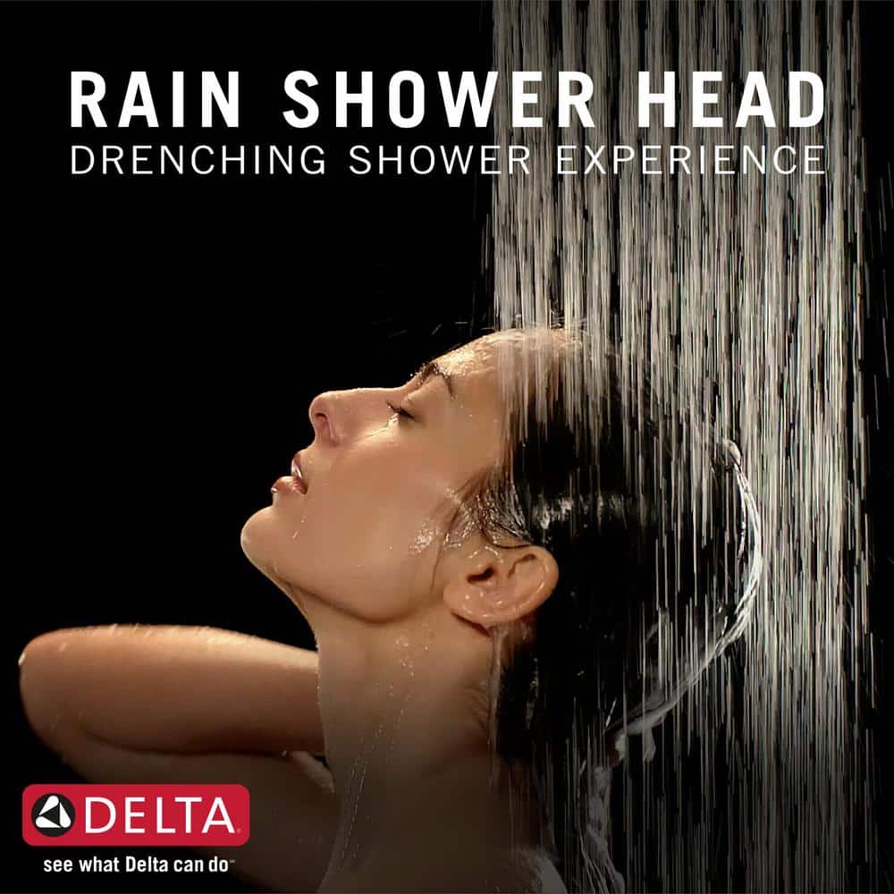 Delta 1-Spray 11.75 in. Wall Mount Square Fixed Rain Shower Head in Matte Black - Image 8