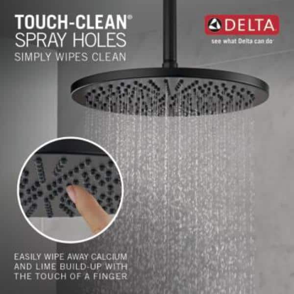 Delta 1-Spray 11.8 in. Wall-Mount Fixed Rain Shower Head in Matte Black - Image 5