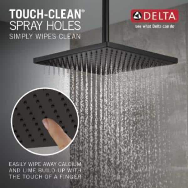 Delta 1-Spray 11.8 in. Wall-Mount Square Fixed Rain Shower Head in Matte Black - Image 5