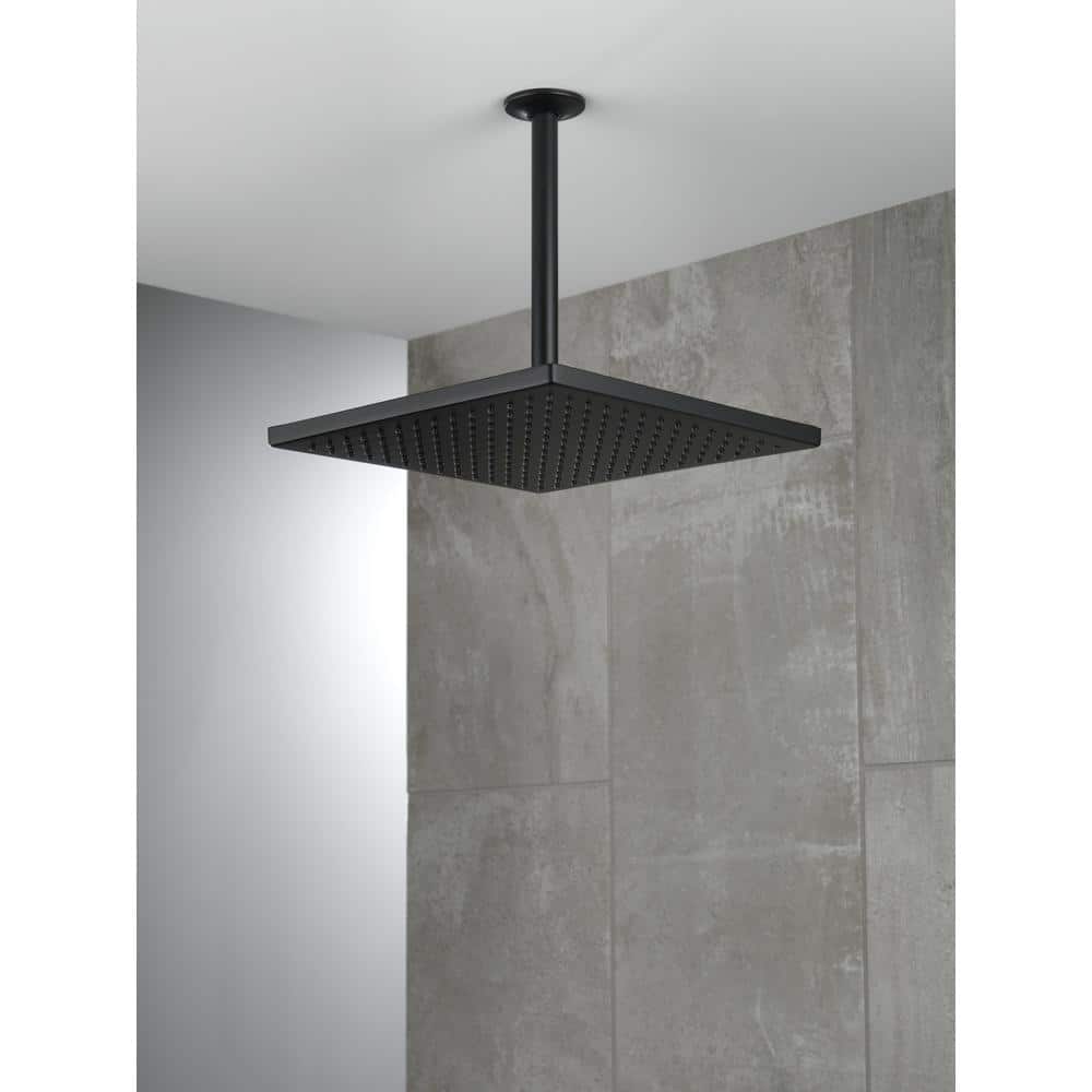 Delta 1-Spray 11.8 in. Wall-Mount Square Fixed Rain Shower Head in Matte Black - Image 8