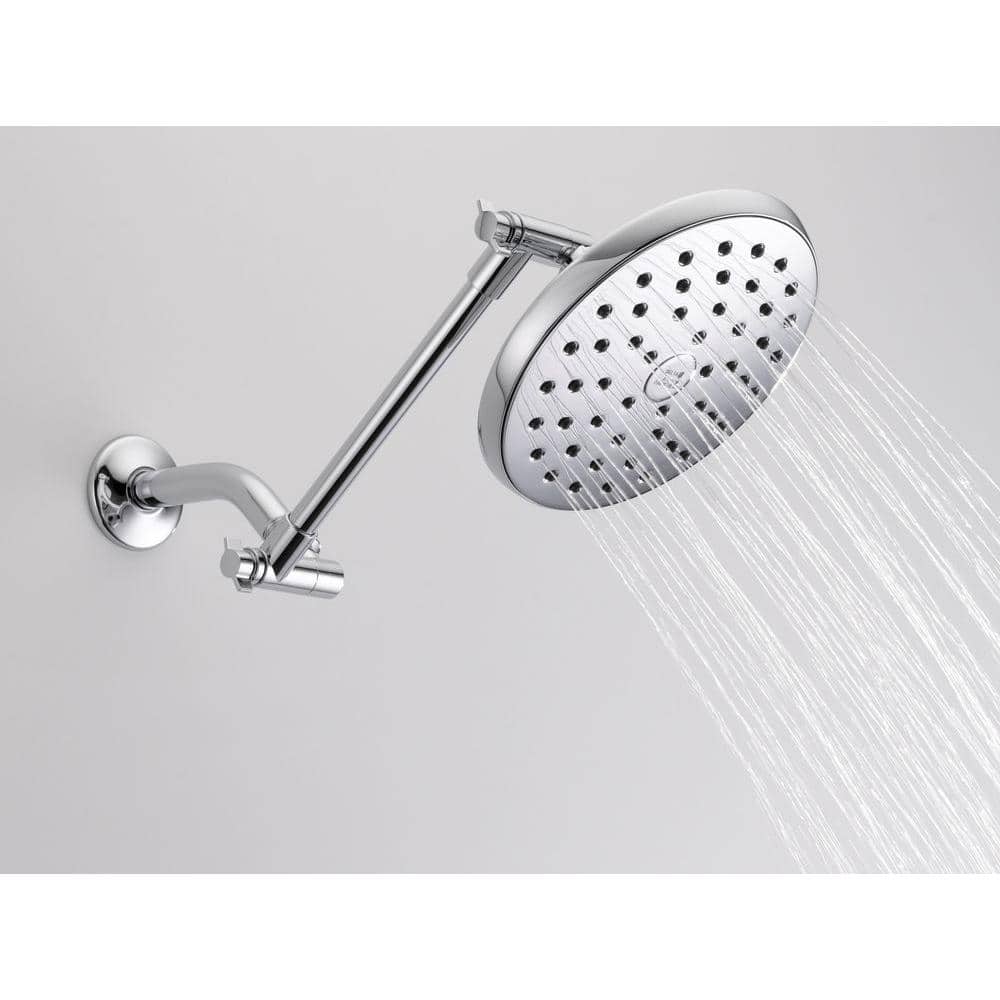 Delta 1-Spray 7.5 in. Single Wall-Mount Fixed Rain Shower Head with Adjustable Arm, Chrome - Image 2