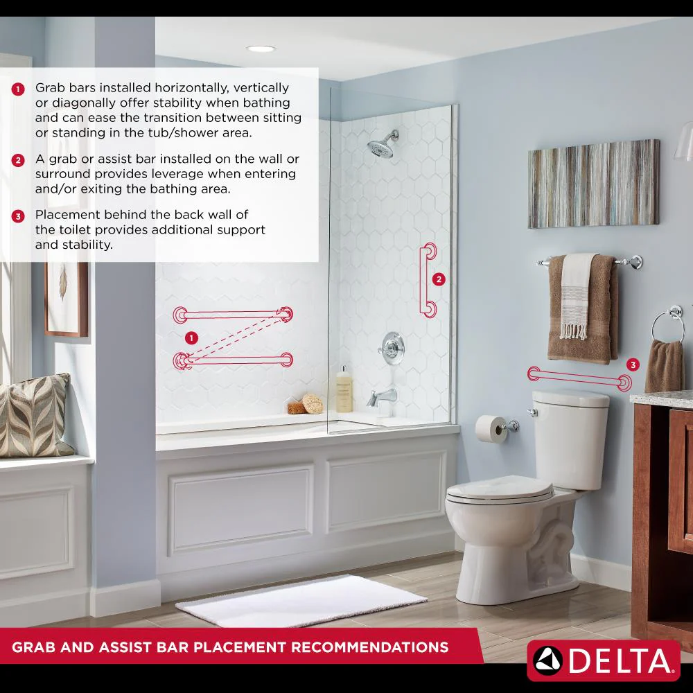 Delta 24-in Polished Chrome Wall Mount Grab Bar, 300-lb Capacity - Image 4