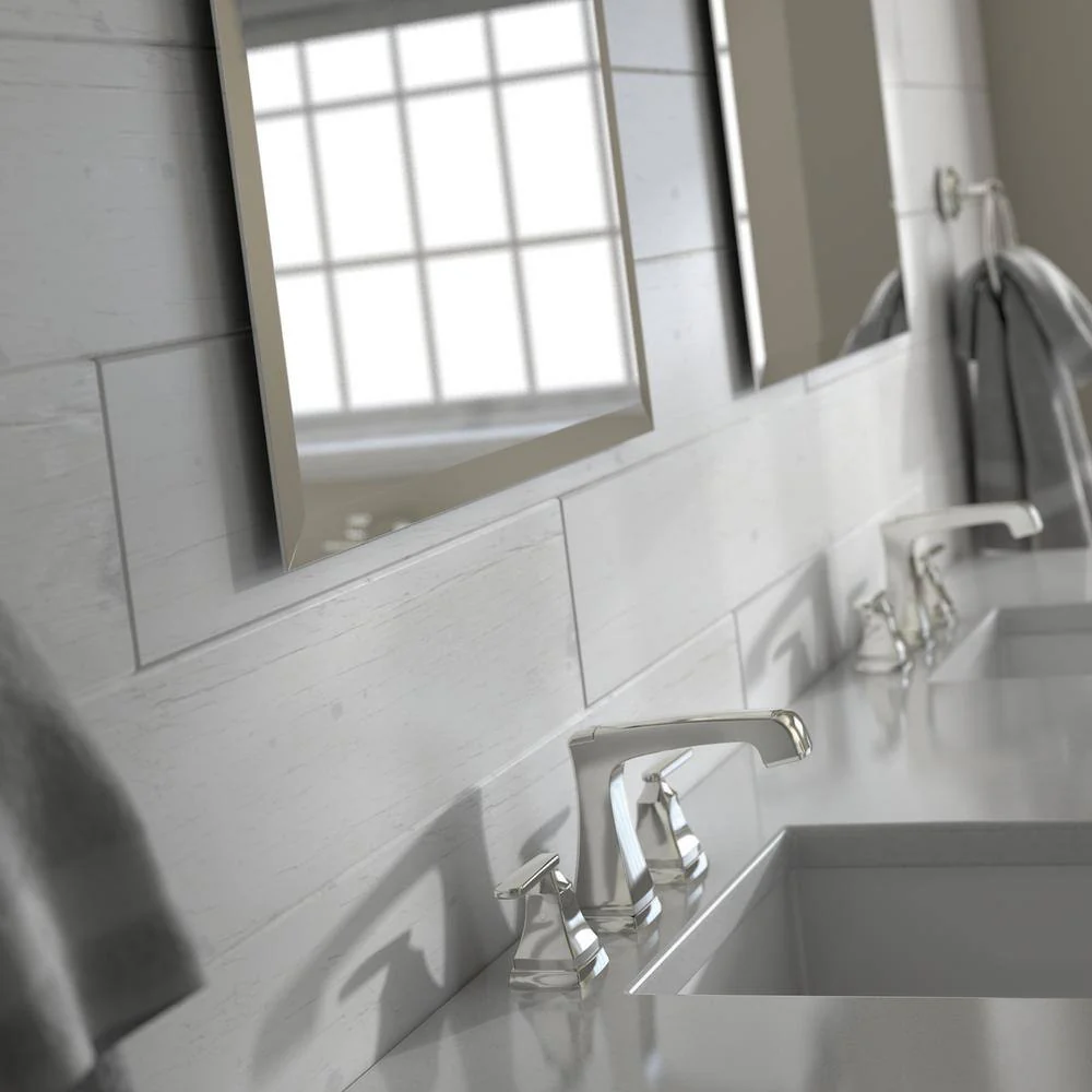 Delta 27 in. W x 41 in. H (L1) Frameless Rectangular Deluxe Glass Bathroom Vanity Mirror - Image 2