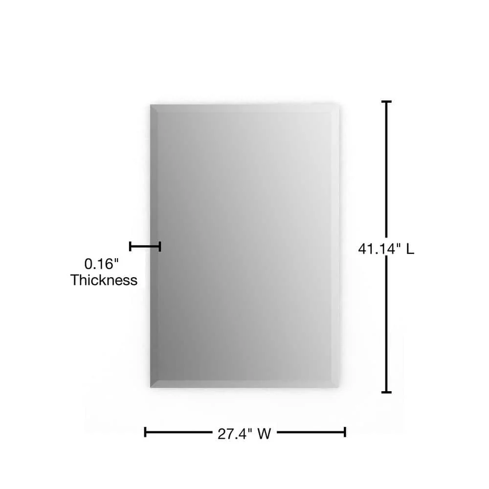 Delta 27 in. W x 41 in. H (L1) Frameless Rectangular Deluxe Glass Bathroom Vanity Mirror - Image 3