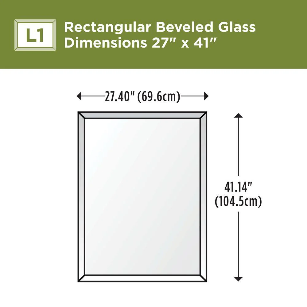 Delta 27 in. W x 41 in. H (L1) Frameless Rectangular Deluxe Glass Bathroom Vanity Mirror - Image 6