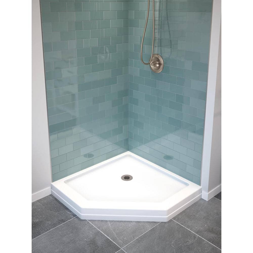 Delta 38-1/2 in. x 38-1/2 in. Neo-Angle Single Threshold Corner Shower Base in White - Image 2