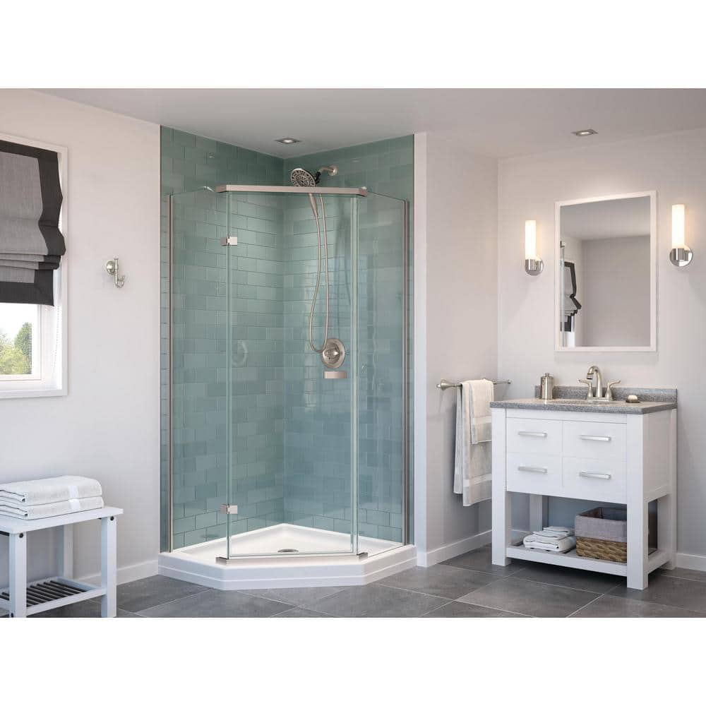 Delta 38-1/2 in. x 38-1/2 in. Neo-Angle Single Threshold Corner Shower Base in White - Image 5