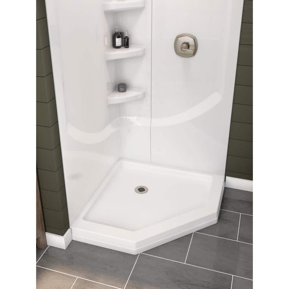 Delta 38-1/2 in. x 38-1/2 in. Neo-Angle Single Threshold Corner Shower Base in White - Image 6