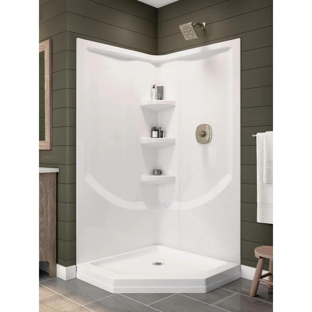 Delta 38-1/2 in. x 38-1/2 in. Neo-Angle Single Threshold Corner Shower Base in White - Image 7