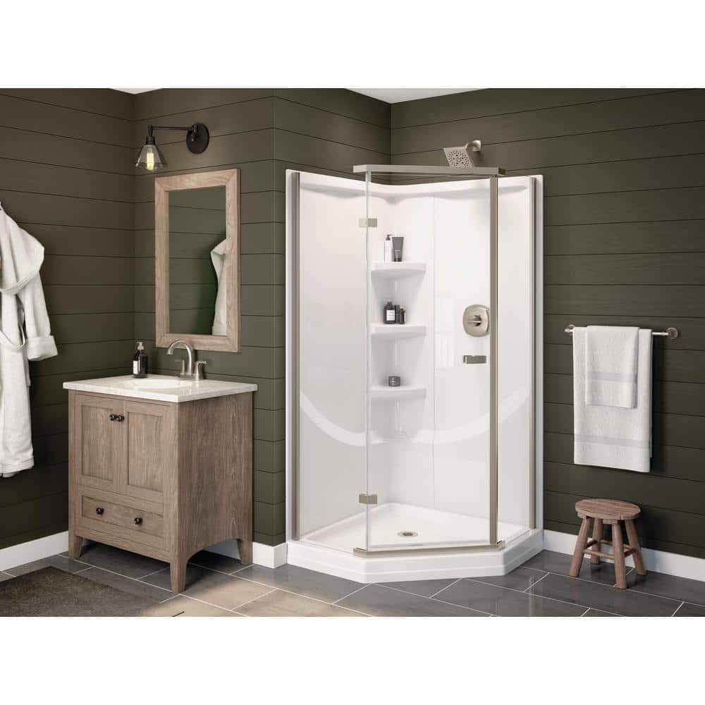 Delta 38-1/2 in. x 38-1/2 in. Neo-Angle Single Threshold Corner Shower Base in White - Image 8