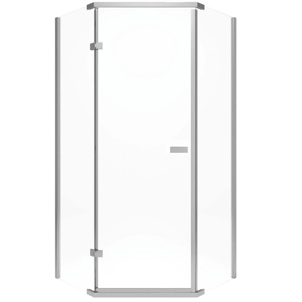 Delta 38 in. x 72 in. Semi-Frameless Pivot Door in Stainless with 38 in. x 38 in. Neo Angle Corner Shower Base in White - Image 4