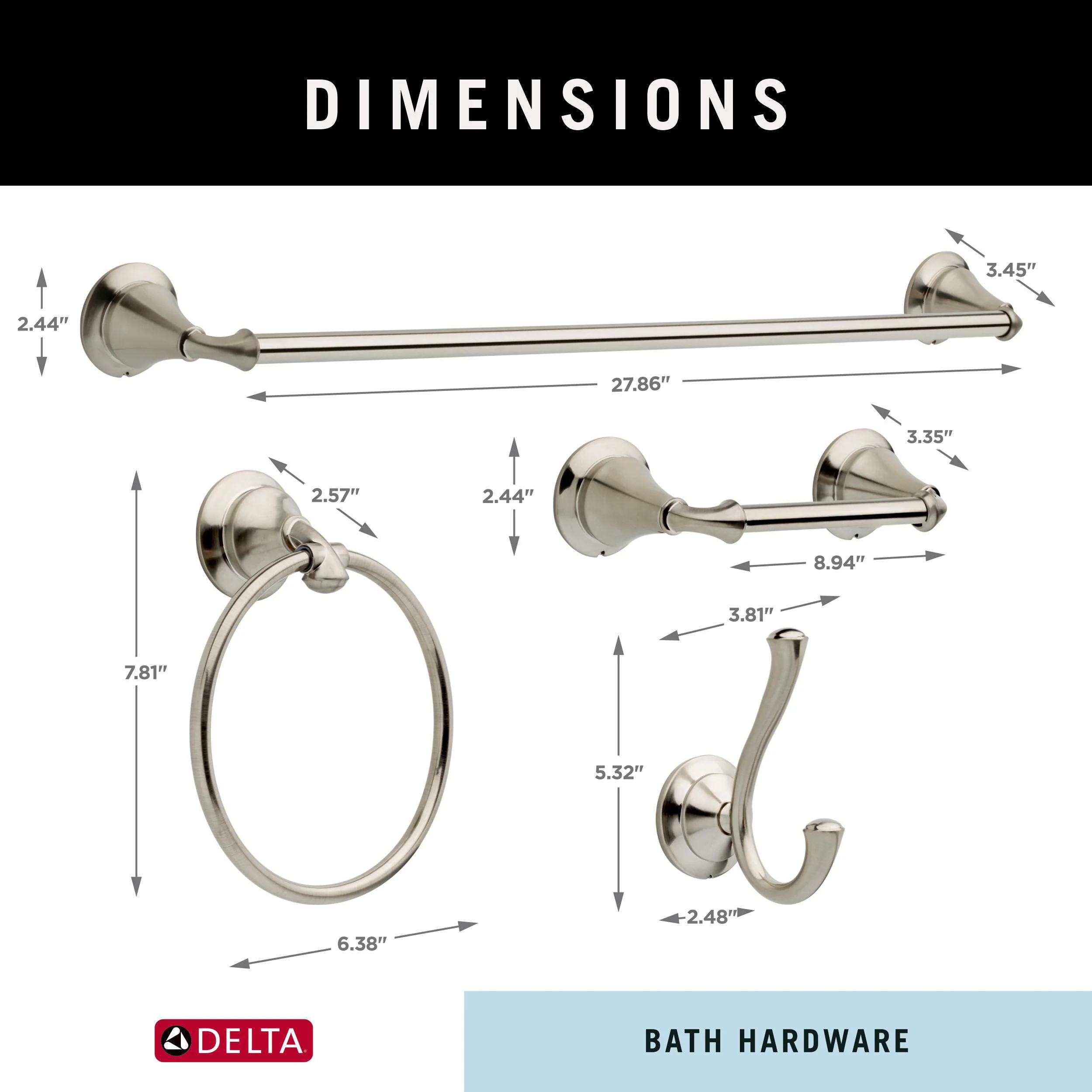 DELTA 4-Piece Linden Stainless Decorative Bathroom Hardware Set - Image 5