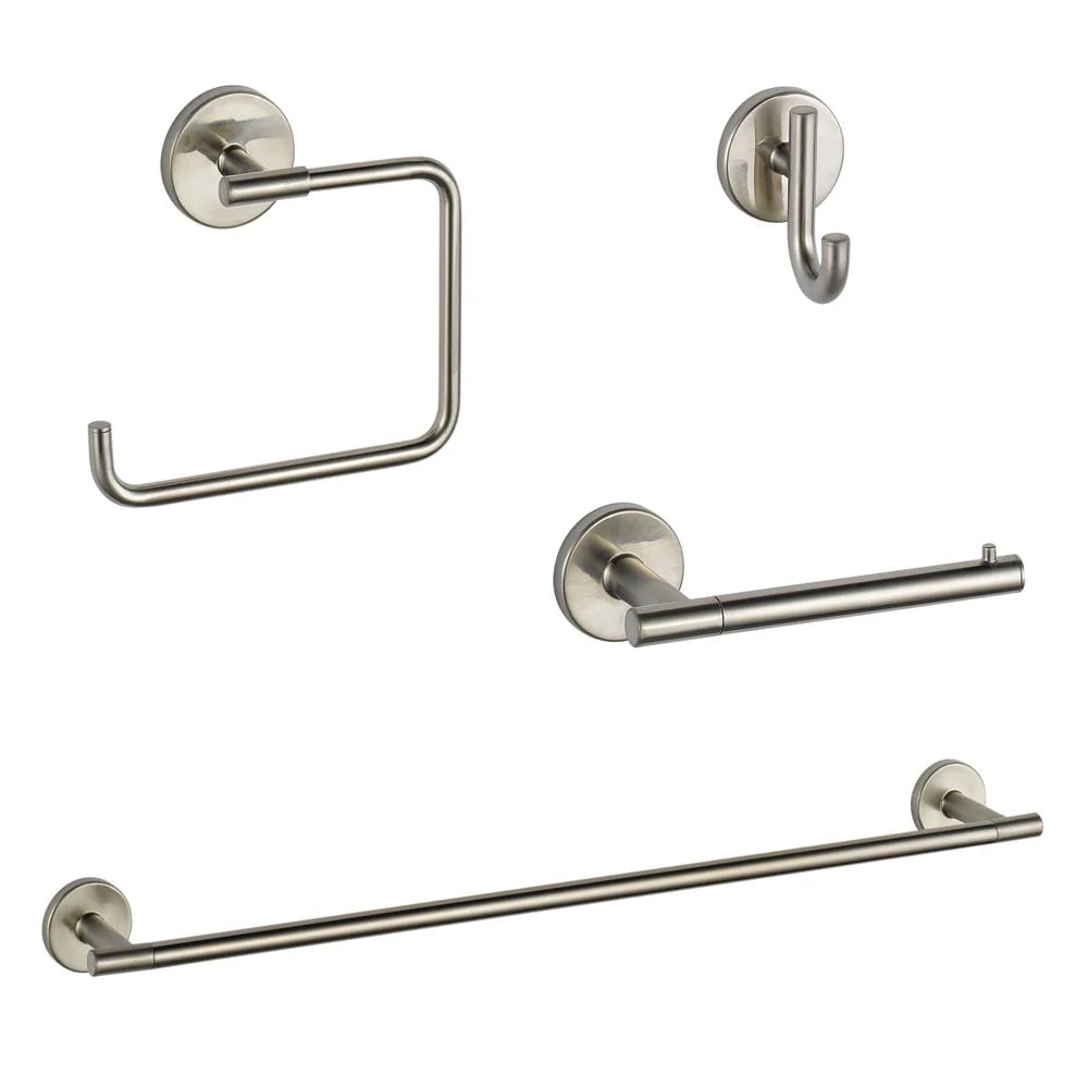 DELTA 4-Piece Trinsic Stainless Decorative Bathroom Hardware Set with 24-in Towel Bar, TP Holder, Towel Ring & Robe Hook