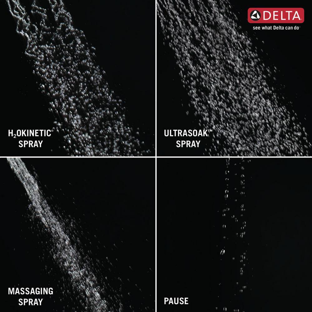 Delta 4-Spray 8.3 in. Single Wall-Mount Fixed H2Okinetic Shower Head in Matte Black - Image 3