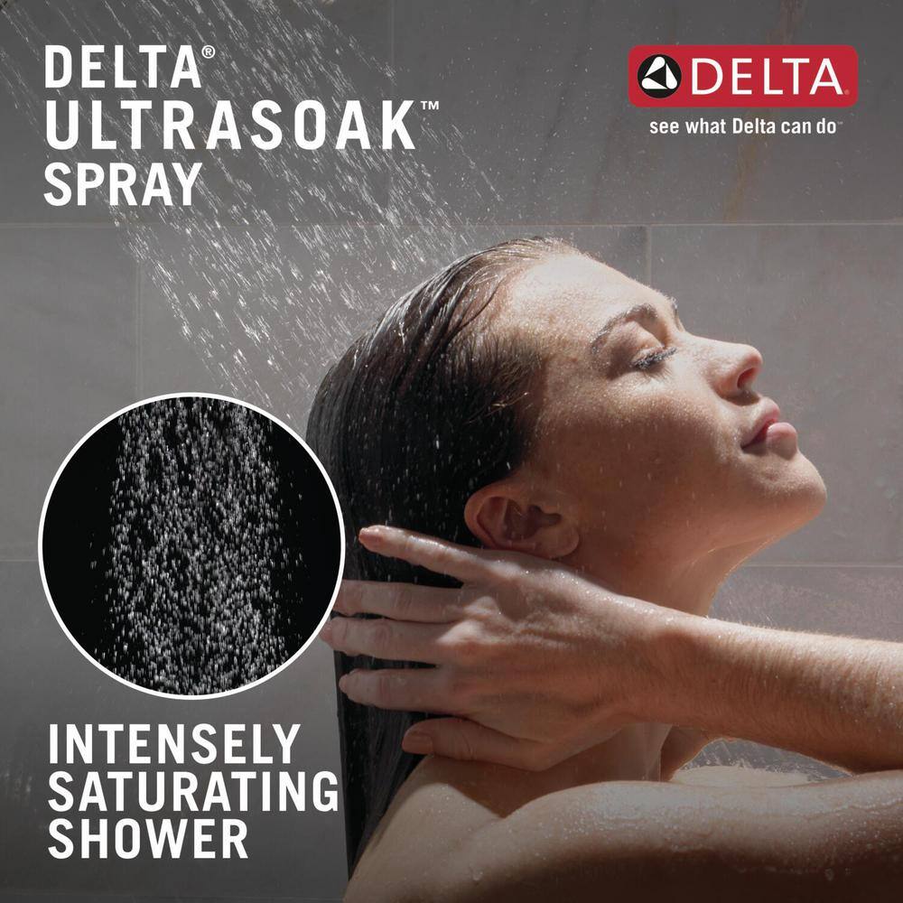Delta 4-Spray 8.3 in. Single Wall-Mount Fixed H2Okinetic Shower Head in Matte Black - Image 4