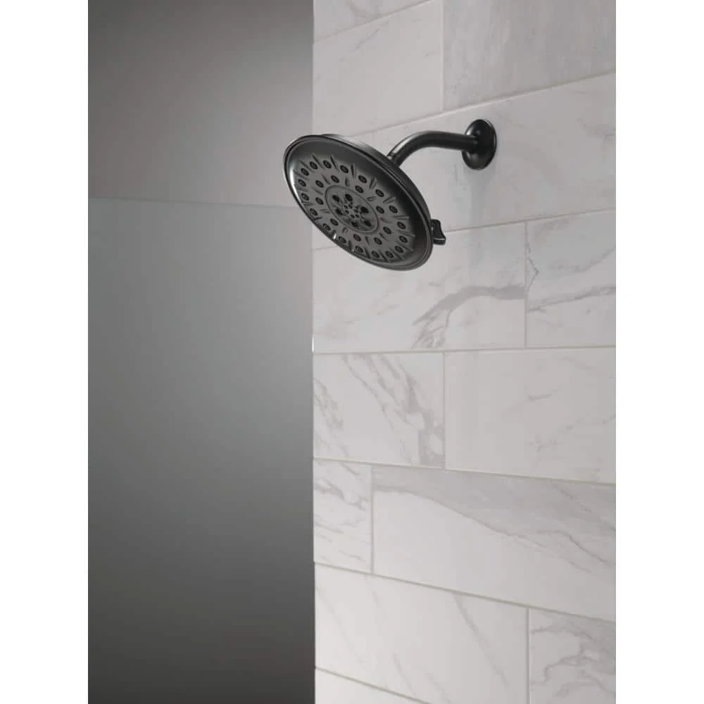 Delta 4-Spray 8.3 in. Single Wall-Mount Fixed H2Okinetic Shower Head in Matte Black - Image 8