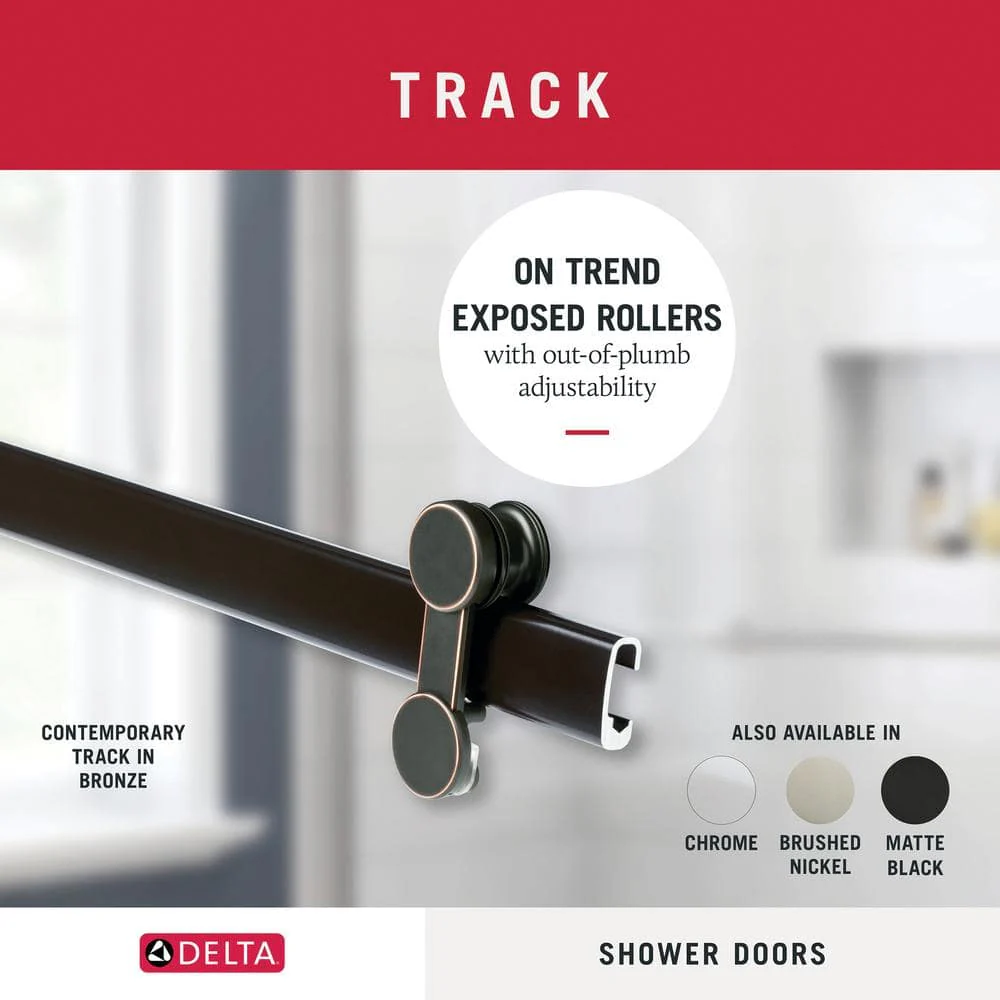 Delta 48 to 60 in. Contemporary Sliding Shower Door Track Assembly Kit in Bronze - Image 2