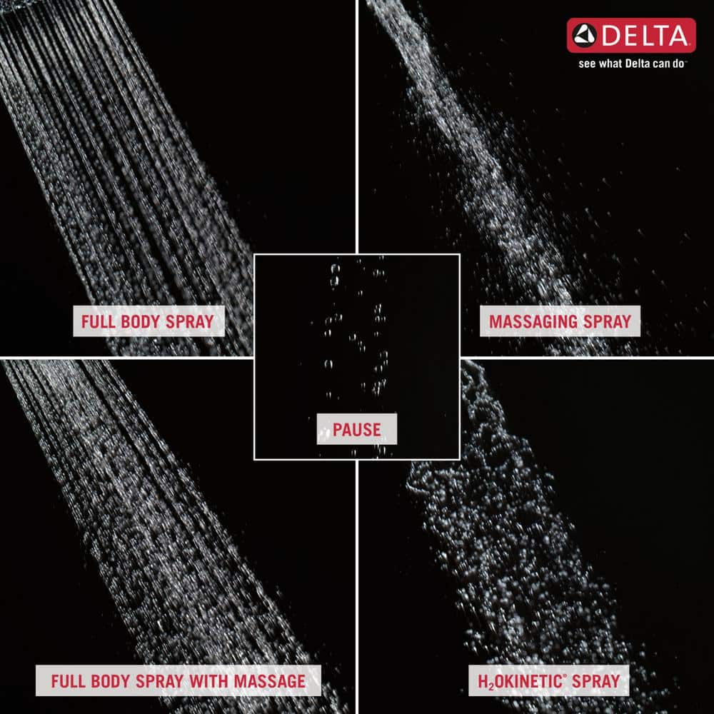 Delta 5-Spray 4.13 in. Wall-Mount Handheld Shower Head with Slide Bar & H2Okinetic Technology, Matte Black - Image 3