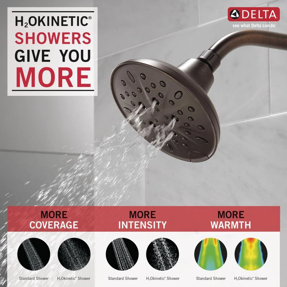 Delta 5-Spray 6 in. Single Wall Mount Fixed Shower Head, SpotShield Venetian Bronze, 1.75 GPM - Image 4