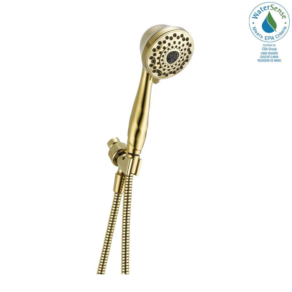 Delta 7-Spray 3.8 in. Single Wall Mount Handheld Shower Head in Polished Brass - Image 4