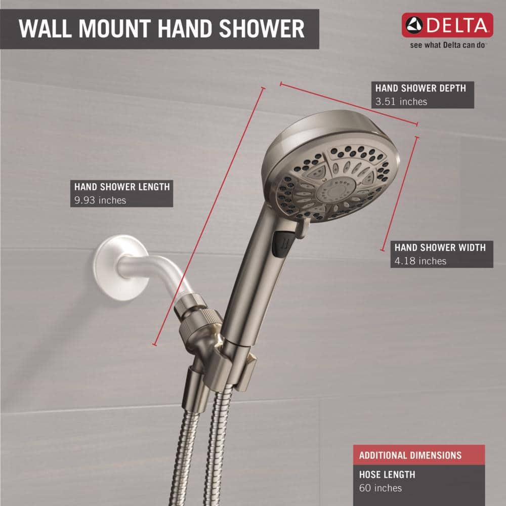 Delta 7-Spray 4.2 in. Single Wall-Mount Handheld Shower Head in SpotShield Brushed Nickel - Image 3