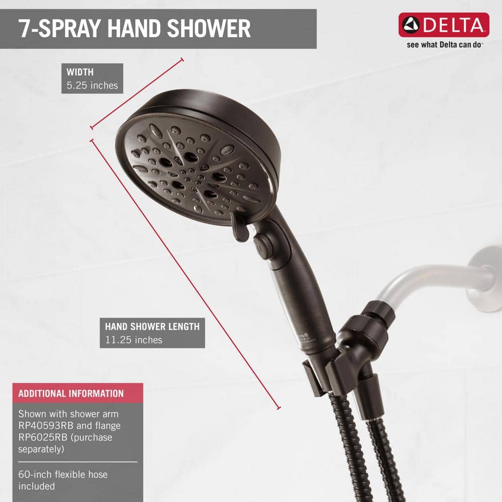 Delta 7-Spray 5 in. Single Wall-Mount Handheld Shower Head, SpotShield Venetian Bronze - Image 3
