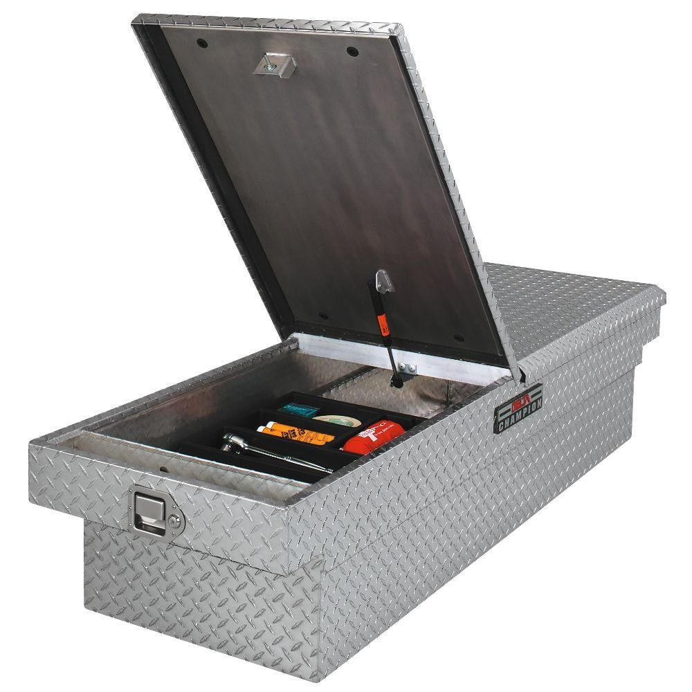 Delta 70 in. Diamond Plate Aluminum Full-Size Crossbed Truck Tool Box, Dual Mid-Lid - Image 2