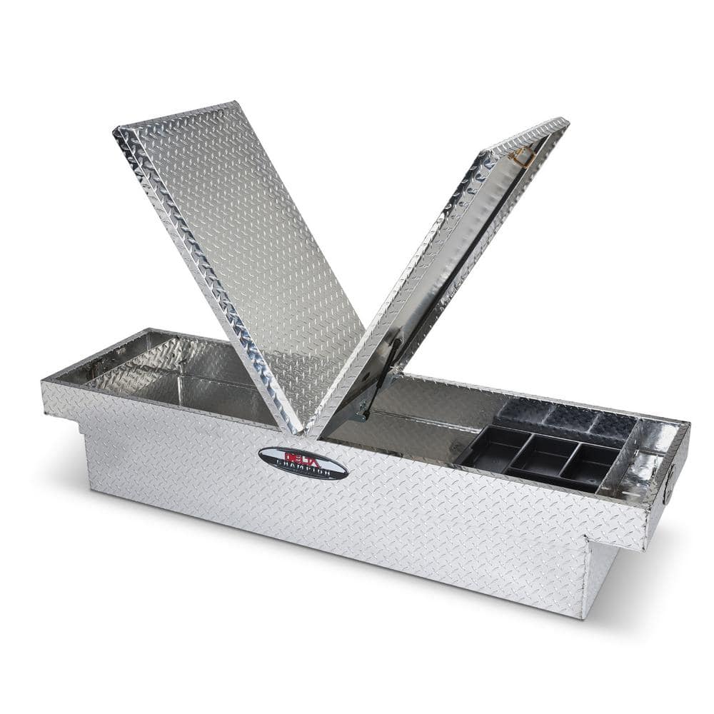 Delta 70 in. Diamond Plate Aluminum Full-Size Crossbed Truck Tool Box, Dual Mid-Lid - Image 3