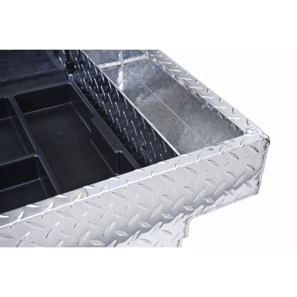 Delta 70 in. Diamond Plate Aluminum Full-Size Crossbed Truck Tool Box, Dual Mid-Lid - Image 4