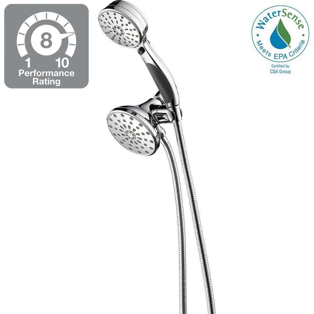 Delta ActivTouch 9-Spray 3.7 in. Dual Wall Mount Fixed and Handheld Shower Head in Stainless - Image 5