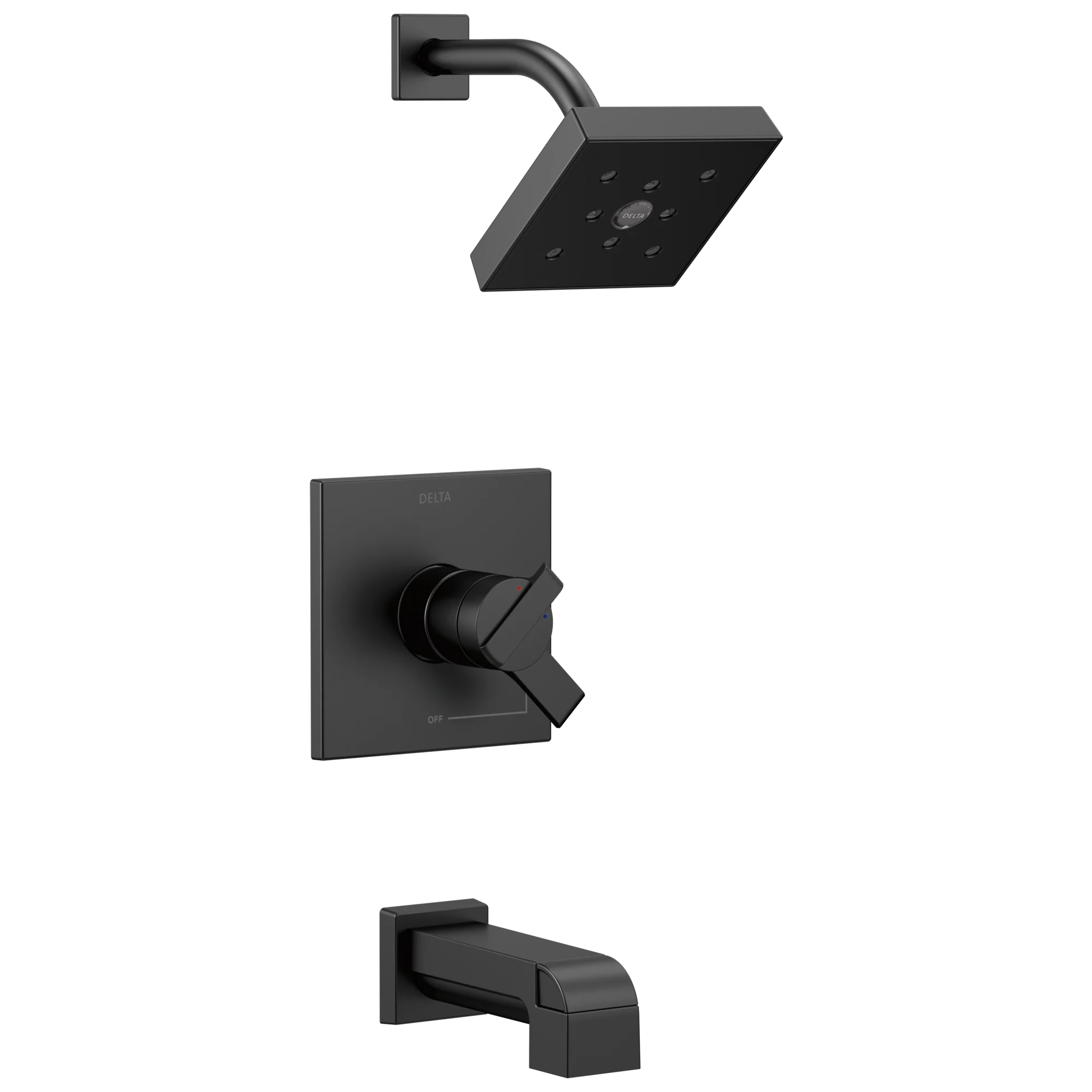 Delta Ara Matte Black 1-Handle Bathtub and Shower Faucet, H2Okinetic, Trim Only