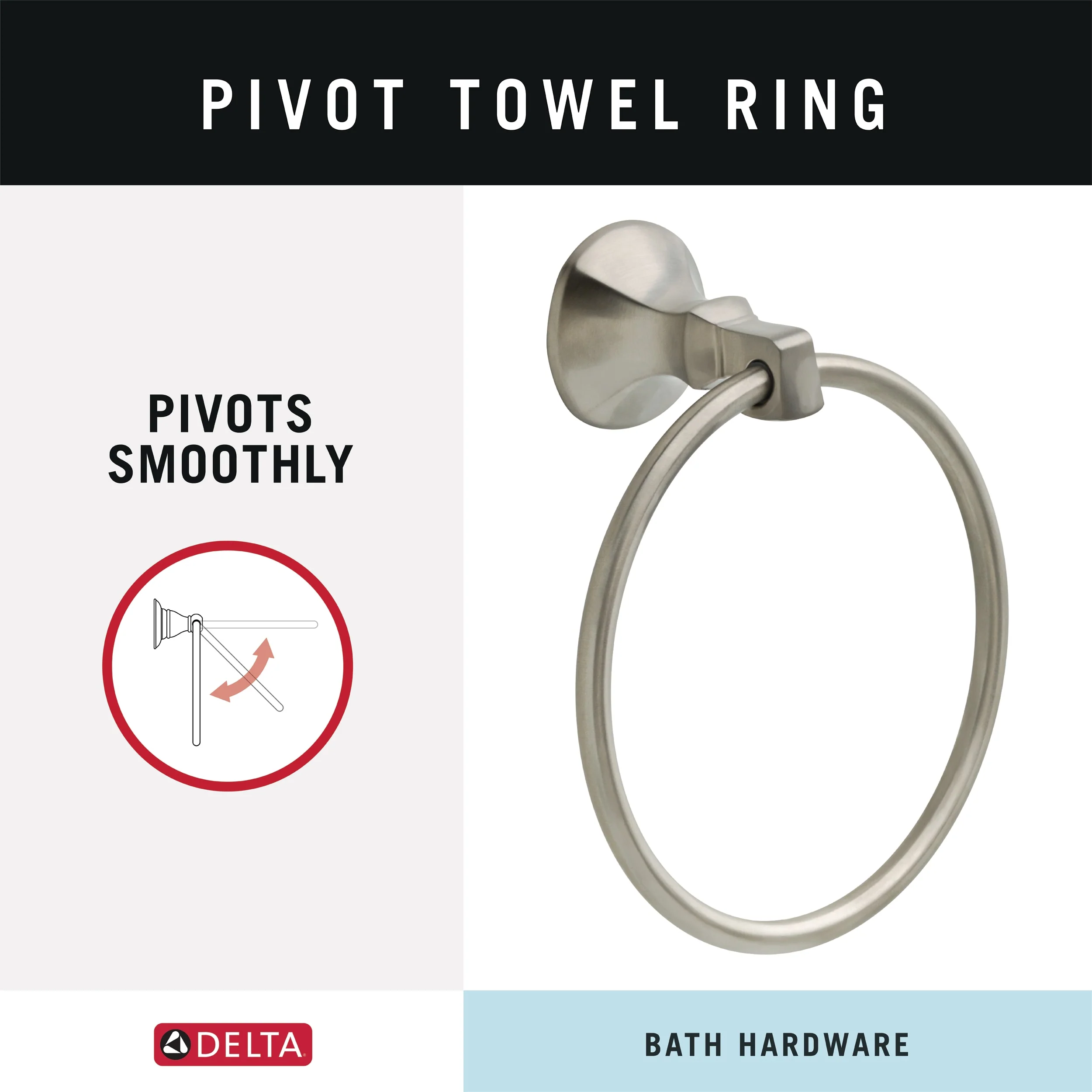 Delta Ashlyn Brilliance Stainless Steel Wall Mount Towel Ring - Image 2