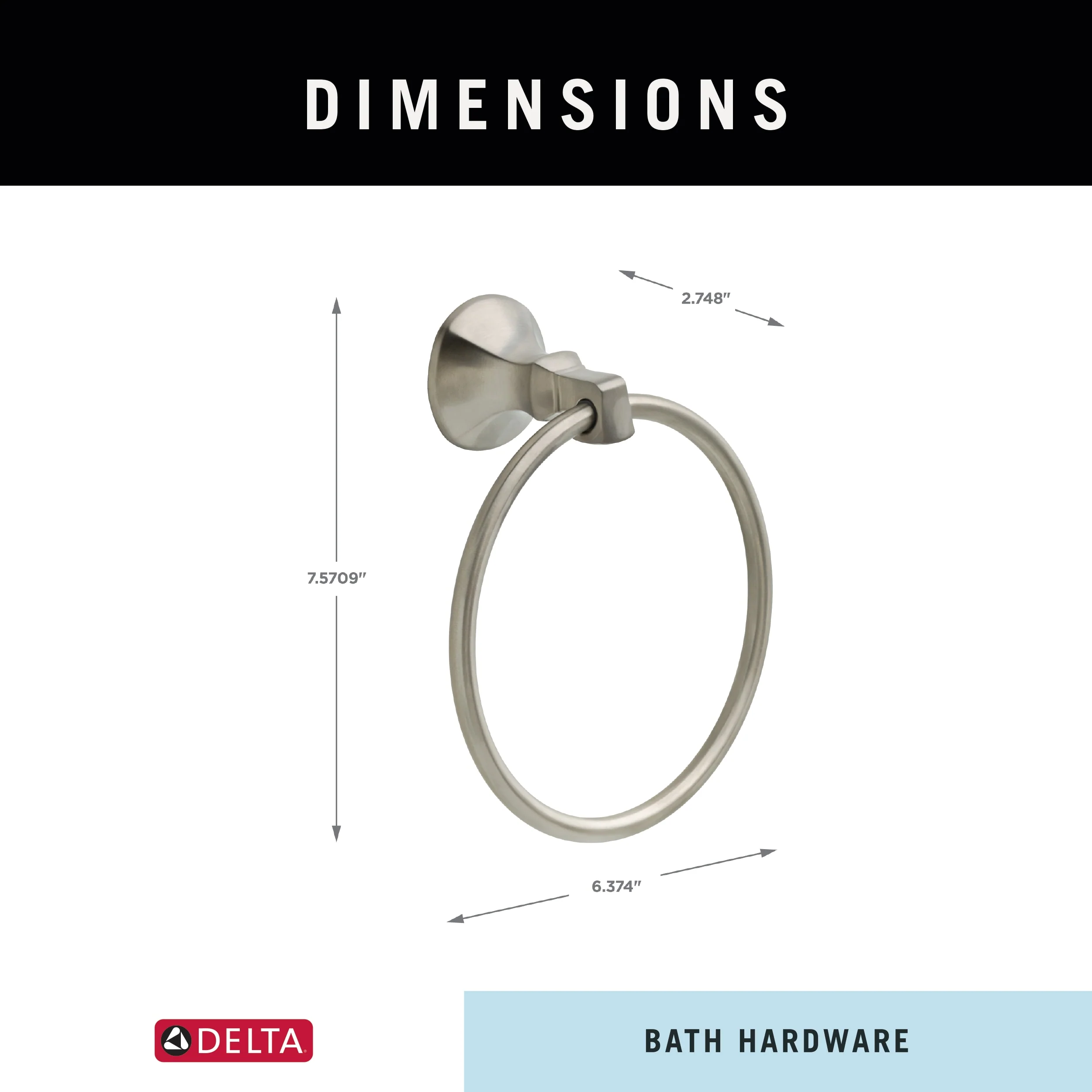 Delta Ashlyn Brilliance Stainless Steel Wall Mount Towel Ring - Image 5