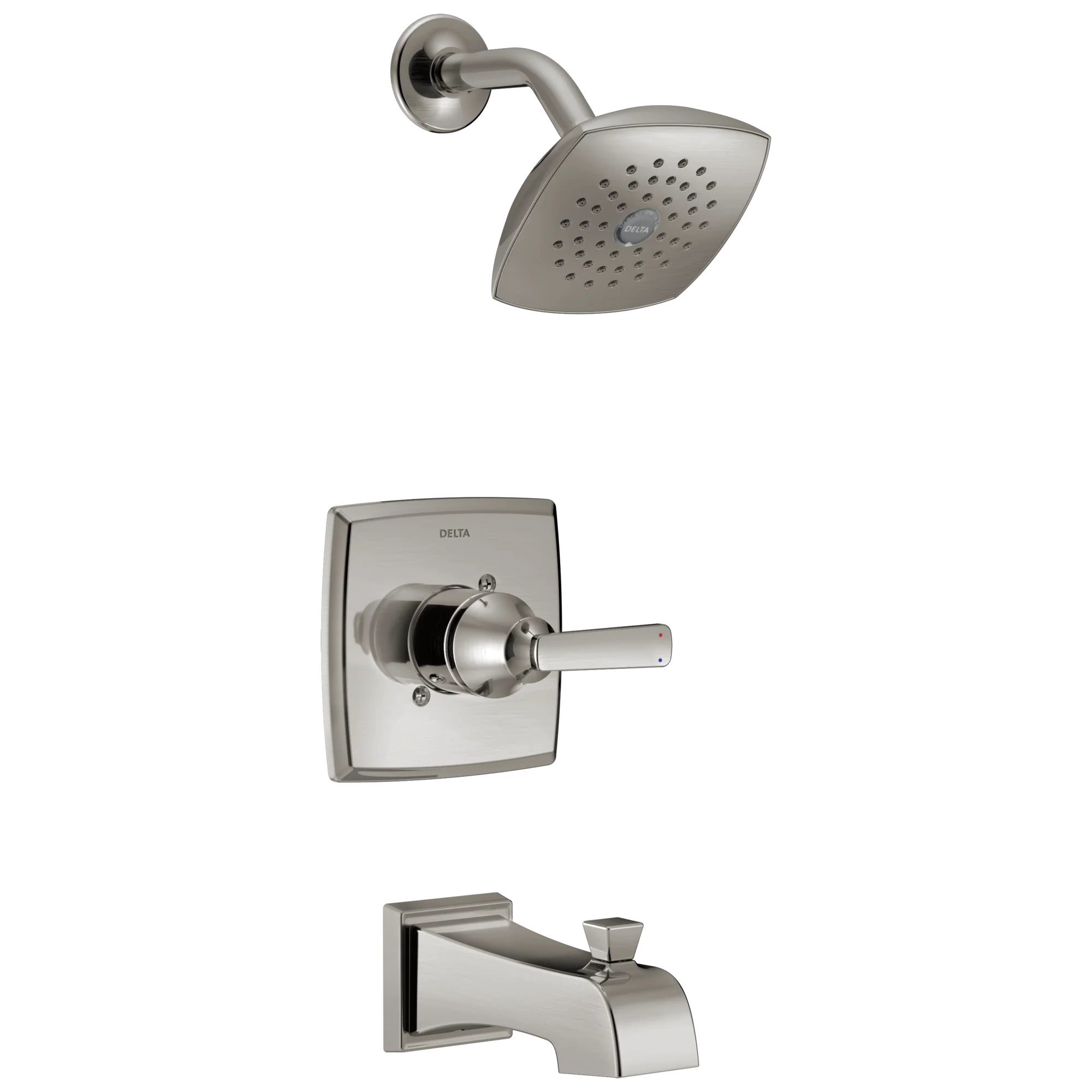 Delta Ashlyn Stainless 1-Handle Bathtub and Shower Faucet, Single-Function 5.25-in Square Showerhead (Trim Kit, Valve Sold Separately)