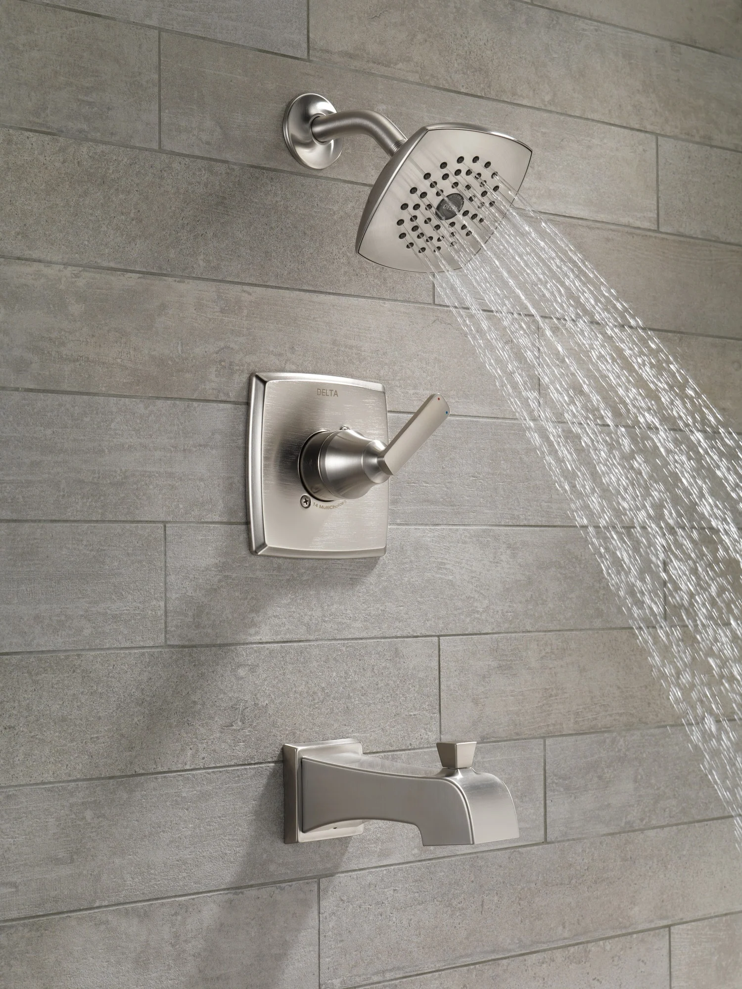 Delta Ashlyn Stainless 1-Handle Bathtub and Shower Faucet, Single-Function 5.25-in Square Showerhead (Trim Kit, Valve Sold Separately) - Image 2