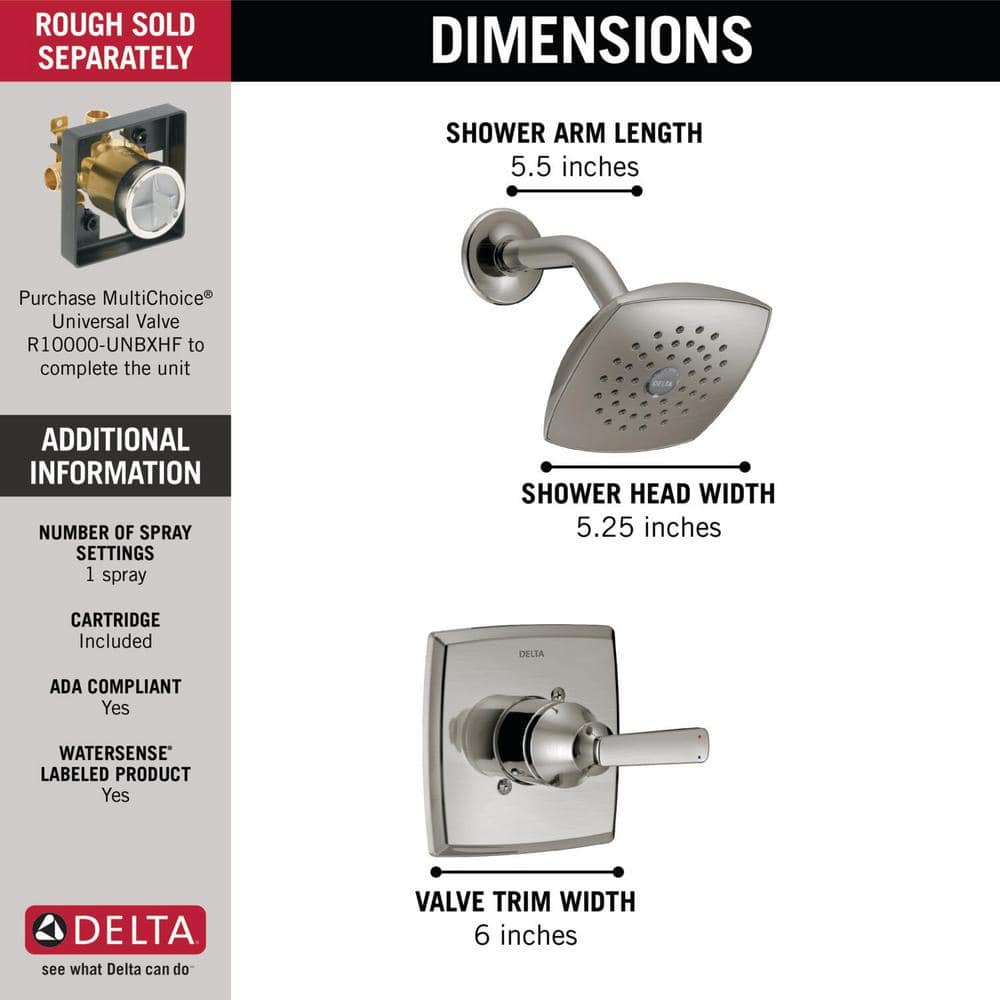 Delta Ashlyn Stainless 1-Handle Shower Faucet Trim Kit (Valve Not Included) - Image 3