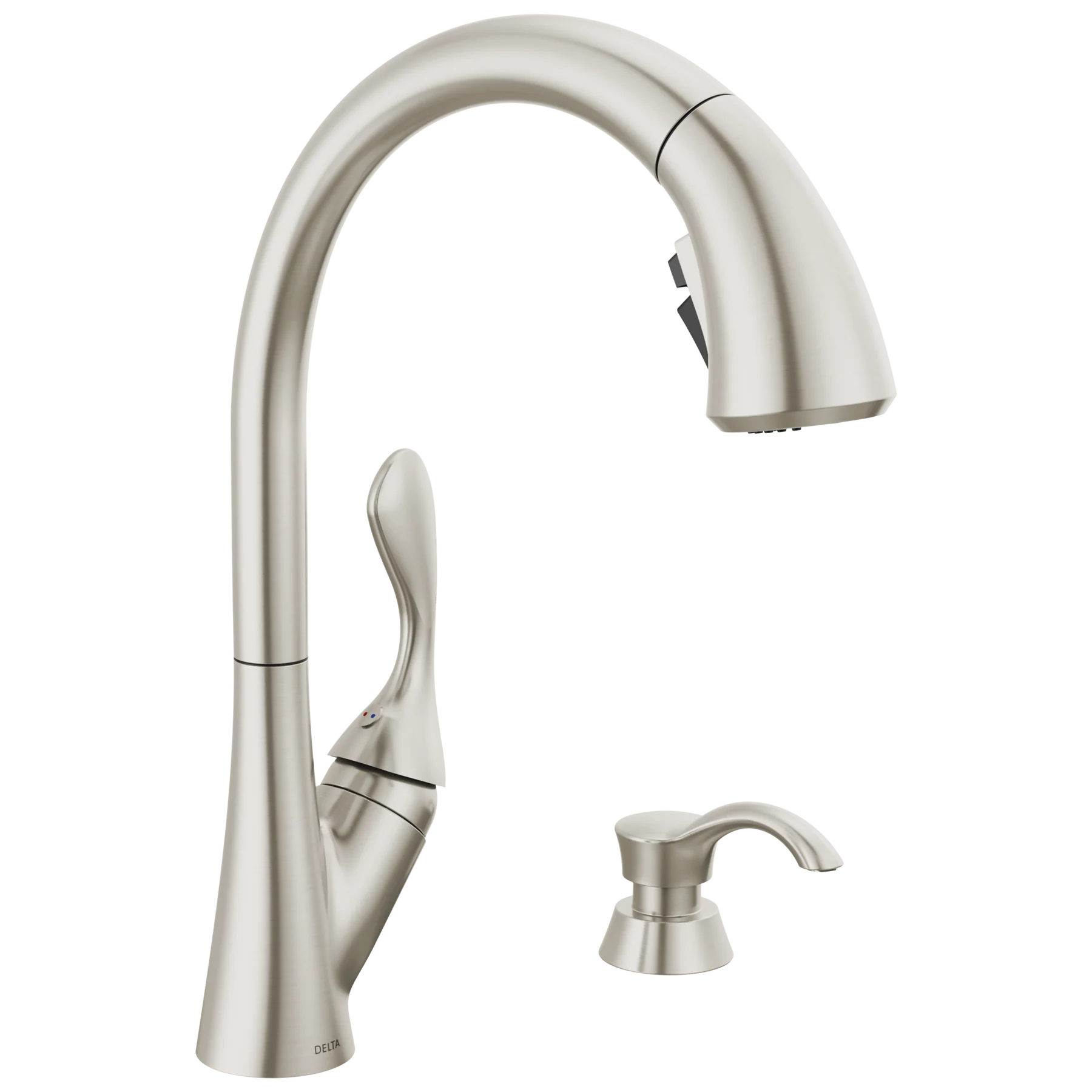 Delta Ashton Stainless 1-Handle Pull-Down Kitchen Faucet with Deck Plate and Soap Dispenser