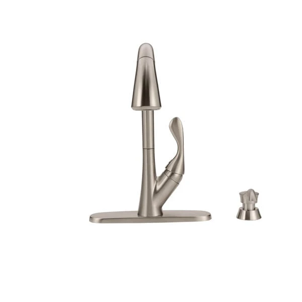 Delta Ashton Stainless 1-Handle Pull-Down Kitchen Faucet with Deck Plate and Soap Dispenser - Image 2