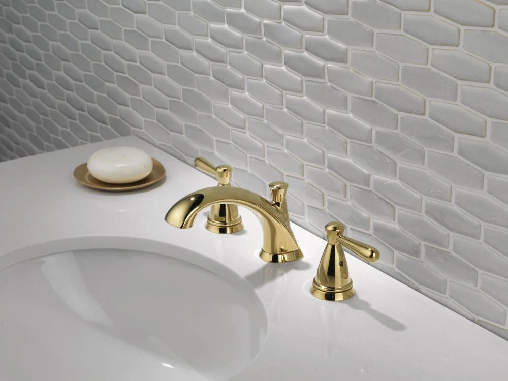 Delta Bayside Polished Brass 2-Handle Widespread WaterSense Bathroom Sink Faucet with Drain - Image 4