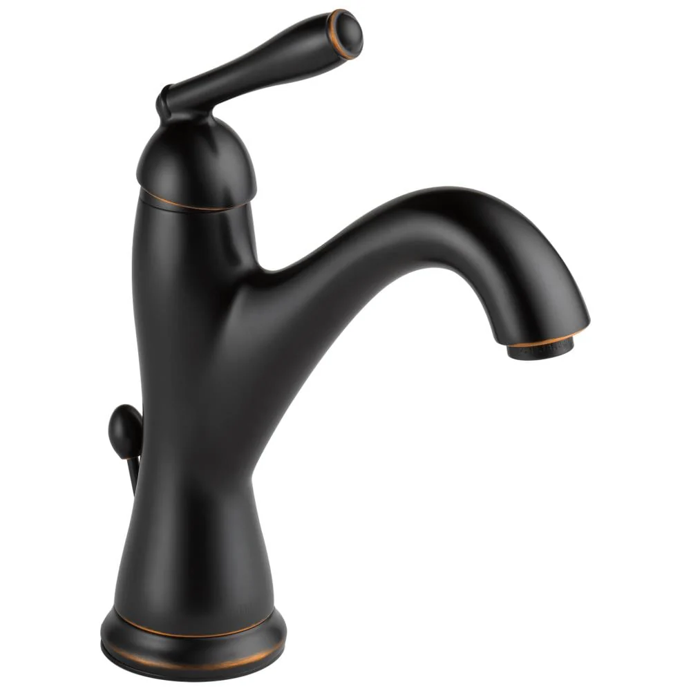 Delta Burke Oil Rubbed Bronze 1-Handle Single-Hole WaterSense Bathroom Sink Faucet with Drain